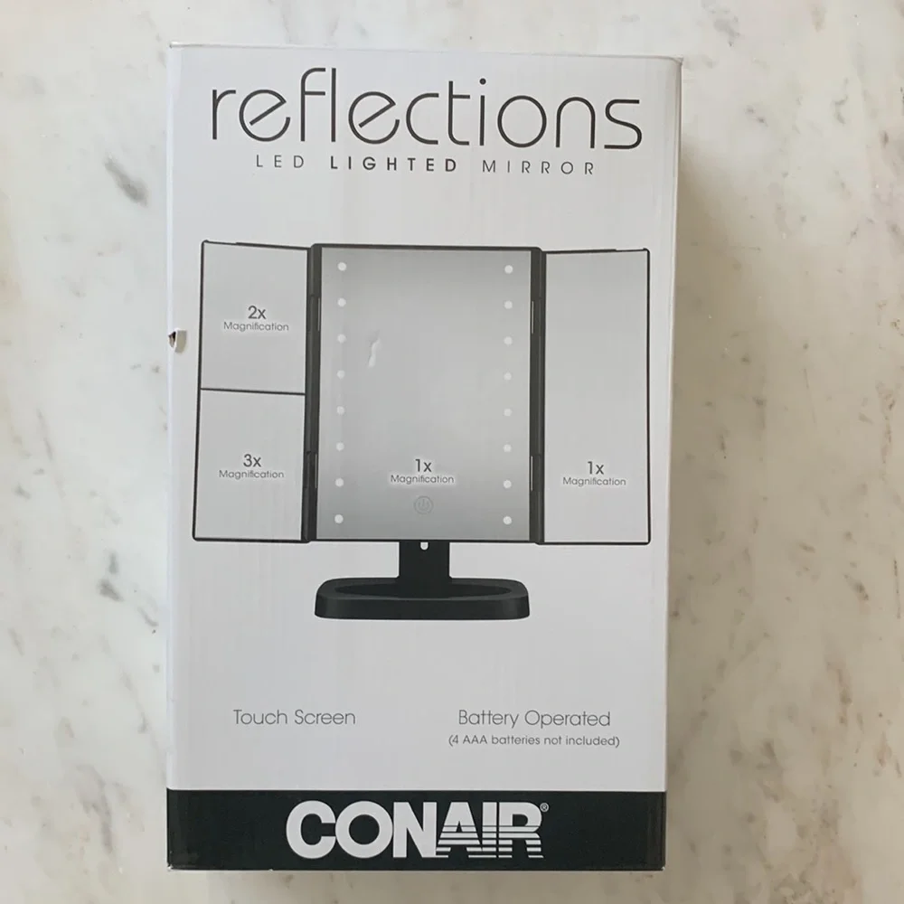 Conair Reflections TriPanel LED Plastic 1x 2x 3X Magnification Mirror